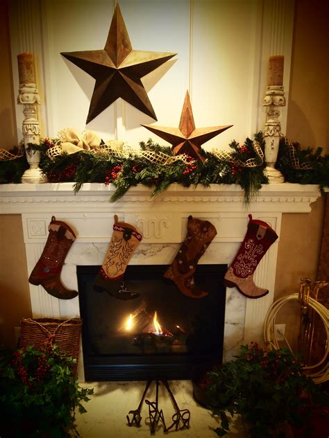 Cowboy Christmas - Western Decorations - star, candlestick, fireplace ...