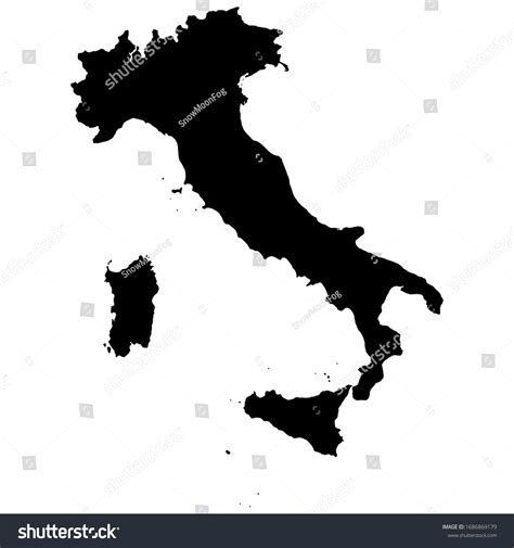 Vector Illustration Black Silhouette Italy Map Stock Vector (Royalty Free) 1686869179