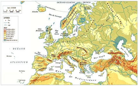 Mapa de Europa Físico 🥇 IMÁGENES | Mapas del Continente Europeo