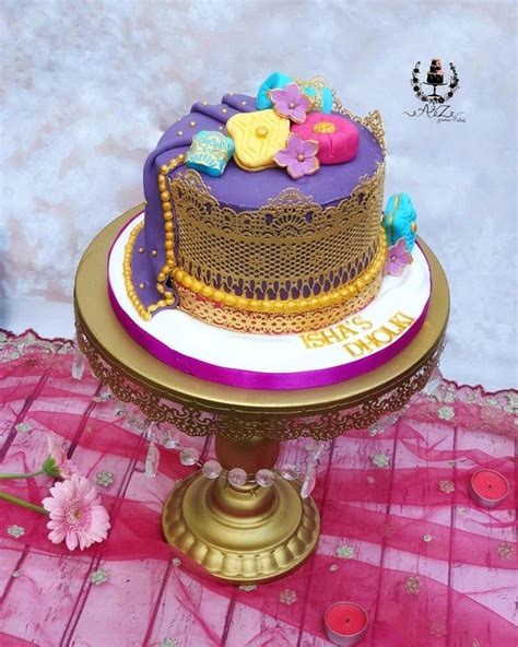 Dholki dopata drape cakes with cushions | Cake, Wedding cakes, Fondant