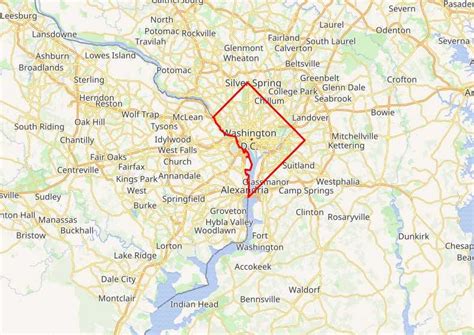 Map Showing the border of Washington, D.C Washington Lakes, Washington ...