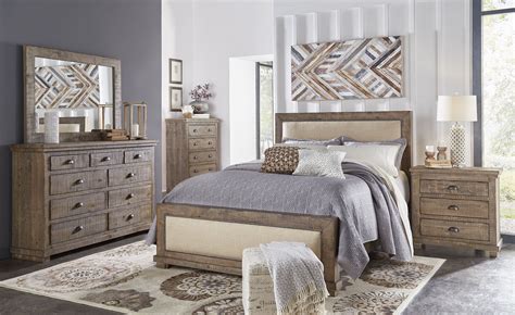 Willow Weathered Gray Upholstered Bedroom Set from Progressive ...