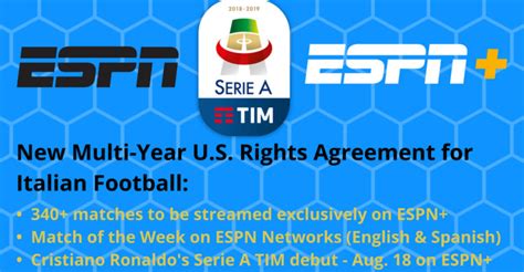 More than 340 Serie A TIM Matches Headed to ESPN+ In New Multi-Year U.S. Rights Agreement for ...