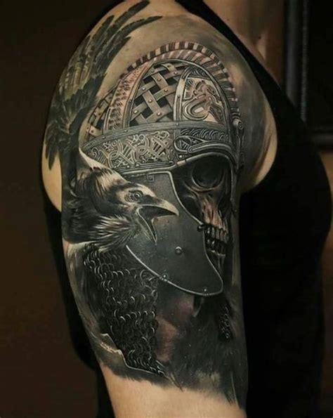 1-viking-tattoos-mann-arm-oberarmtattoo-tätowierung-helm-schädel #tattoosformen | Wikinger ...