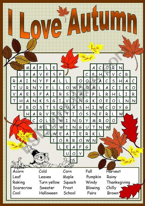 27 best ideas for coloring | Printable Autumn Crossword Puzzles