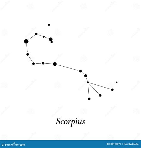 Scorpius Sign. Stars Map of Zodiac Constellation Stock Vector ...