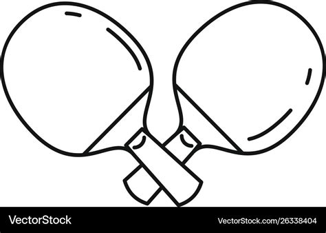 Crossed ping pong paddle icon outline style Vector Image