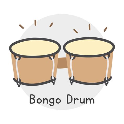 Bongo drum clipart cartoon style. Simple cute brown bongo drums percussion musical instrument ...