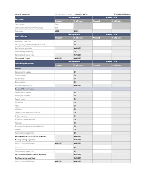 Income Statement Template | Professional Word Templates