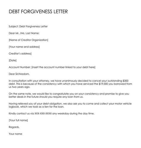 Writing a Debt Forgiveness Letter (with Examples)