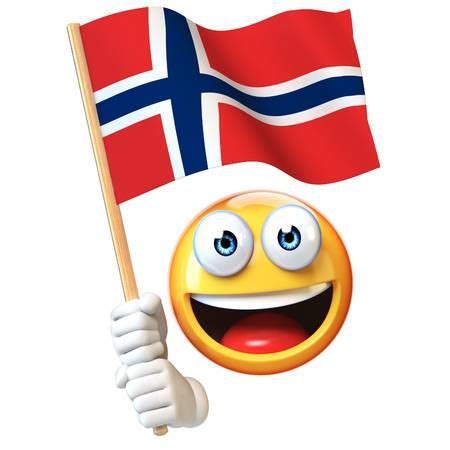 Emoji holding Norwegian flag, emoticon waving national flag of Norway 3d rendering | Bandeira ...