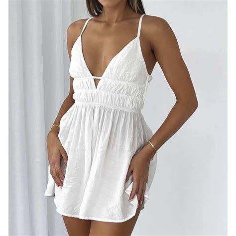 Whitefox white dress size s bought for $60 never... - Depop