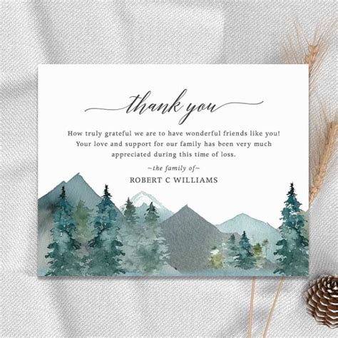 Sympathy Condolences Cards Mountain Theme Custom Wording