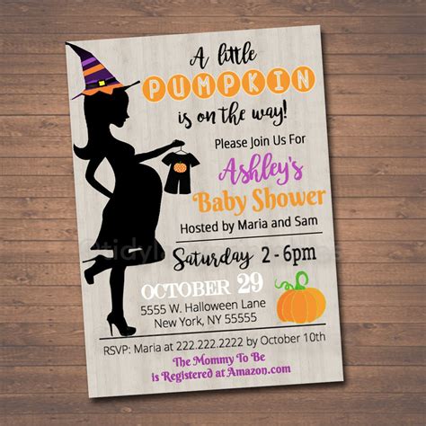 Halloween Baby Shower Party Invitation, Halloween Invite, Gender Revea ...