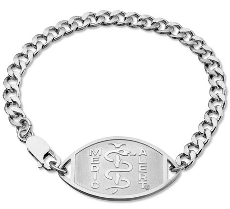 Rhodium Coated Sterling Silver Medical ID Bracelet. Designed by MedicAlert® 'Penicillin Allergy ...