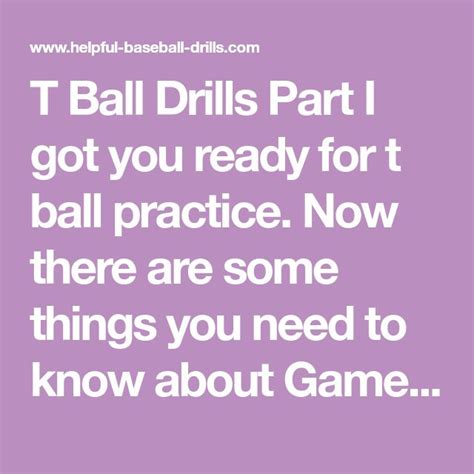 T Ball Drills Part I got you ready for t ball practice. Now there are ...