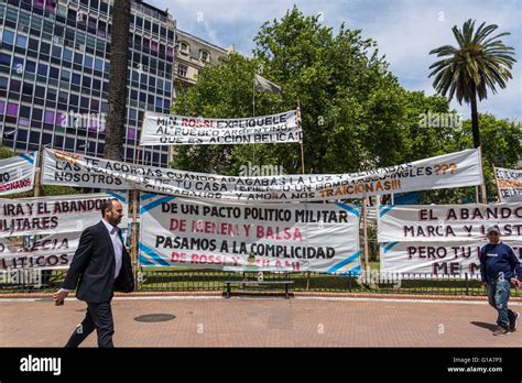 Political protest banners, Plaza de Mayo, May Square, Buenos Aires ...