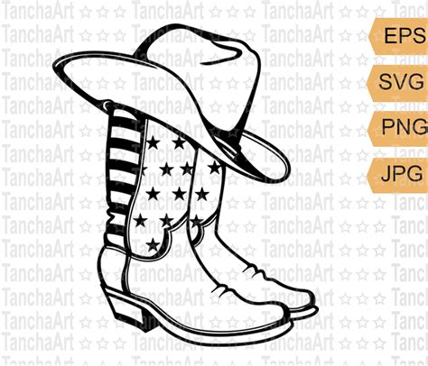 Cowboy Boots Svg Cowboy Hat Cut File Print Art Vector USA | Etsy