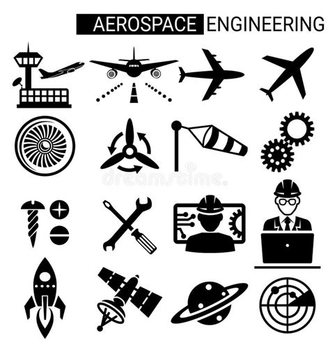 Set of Aerospace Engineering Icon Design for Airplane Stock Vector - Illustration of travel ...