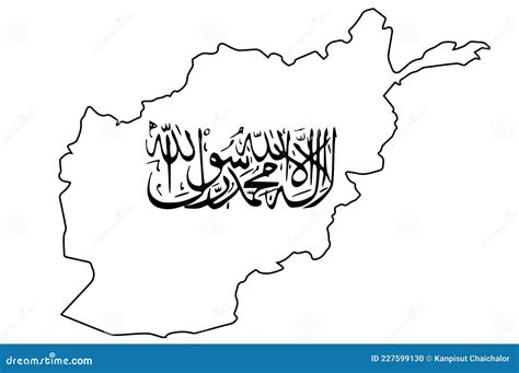 Map of Afghanistan with Taliban Flag on White Background Stock Vector ...