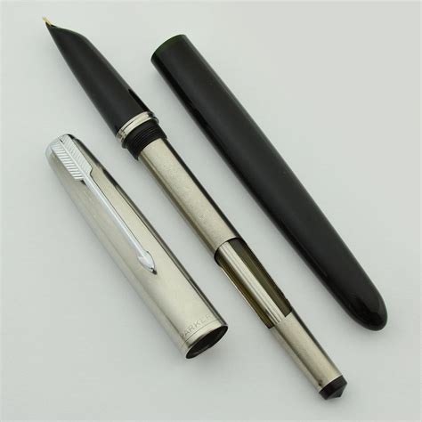 Parker 51 Aerometric (Made in England) - Black, Lustraloy Cap, Medium (Excellent, Works Well ...