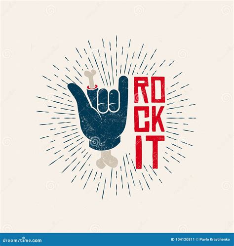 Rock it Logo Design. Rock-n-Roll Themed Vintage Styled Vector ...