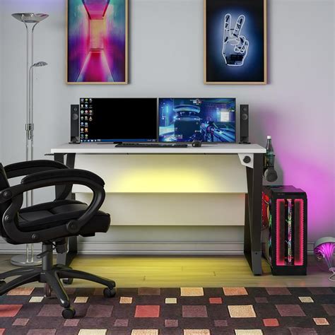 NTense Genesis Adjustable Gaming Desk, White - Walmart.com - Walmart.com