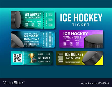 Stylish design ice hockey game tickets set Vector Image