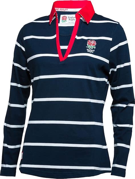 England Rugby Ladies Long Sleeved Striped Rugby Shirt: Amazon.co.uk: Clothing