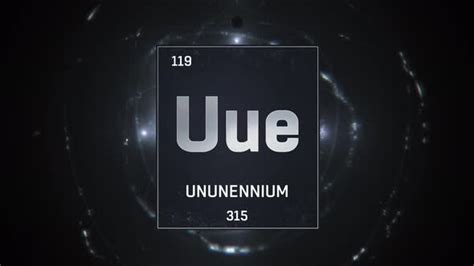 Unnunenium as Element 119 of the Periodic Table 3D Animation on silver background by remotevfx