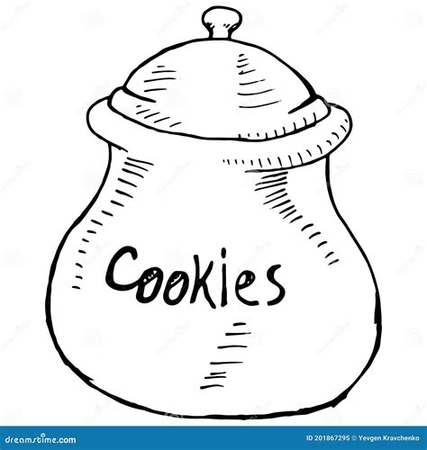 Jar of Cookies. Vector Illustration of Cookies in a Jar. Ceramic Cookie Jar Hand Drawn Stock ...