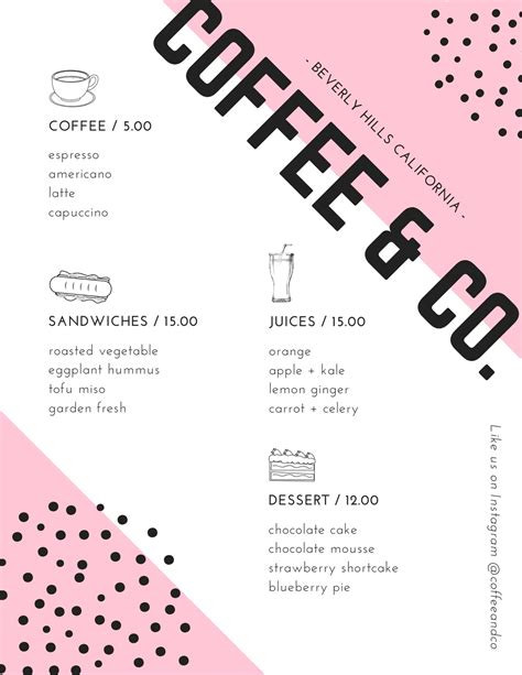 Pink Polka Dots Coffee Shop Menu - Templates by Canva