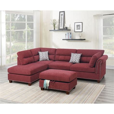 JASMODER Modern Red Velvet Large 107-in Contemporary Sofa for Home or ...