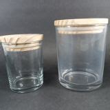 Vaso de vidrio 200ml Transparente con Tapa de madera – Jab Envases Plásticos