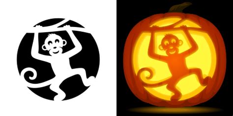 Free Monkey Pumpkin Stencil | Pumpkin stencil, Pumpkin carving, Pumpkin ...