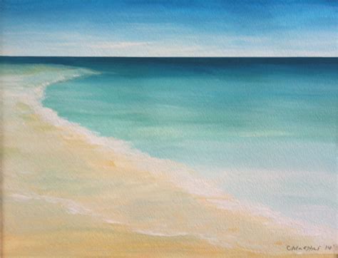 Watercolor Beach Painting Ocean Painting Framed Modern Beach