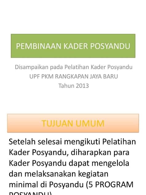 PDF Pembinaan Kader Posyandu Lengkap | PDF