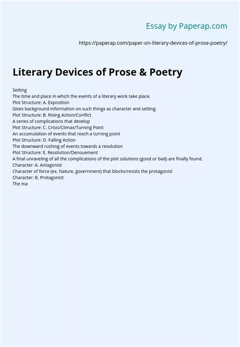 Literary Devices of Prose & Poetry Free Essay Example