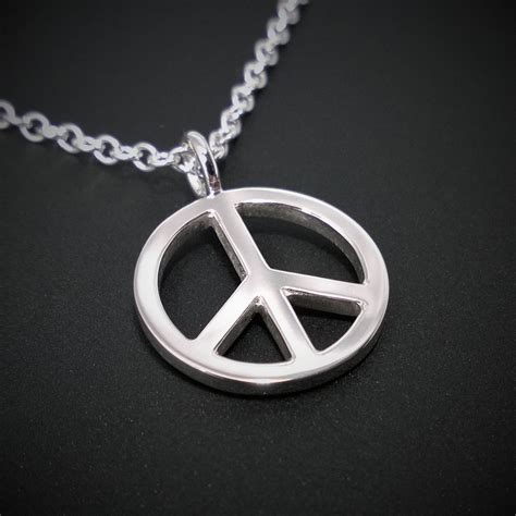 Peace Sign Necklace Pendant In Sterling Silver Peace Sign