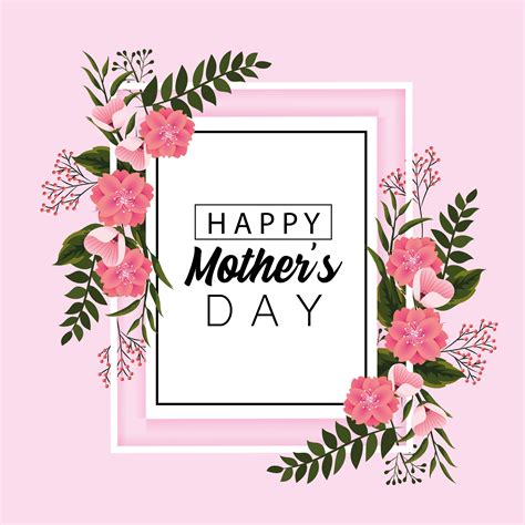 mother's day card with flowers and leaves 669837 Vector Art at Vecteezy