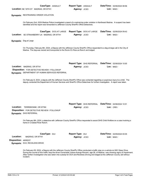 PRESS LOG Jefferson County Sheriff’s Office - Ranch Matters CRR, LLC