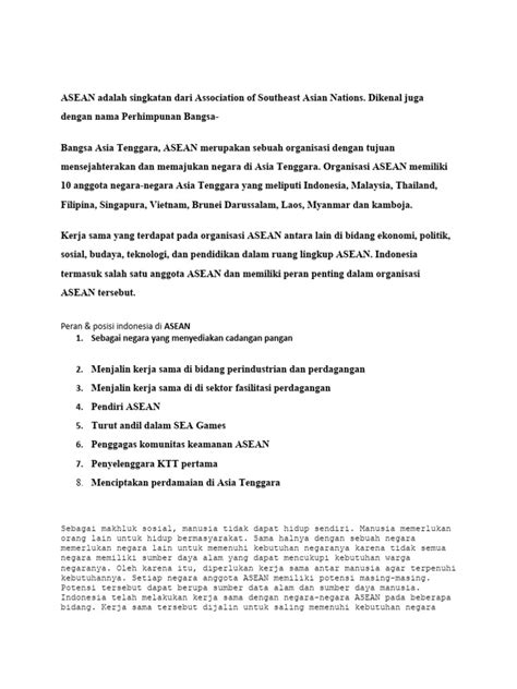 ASEAN Adalah Singkatan Dari Association of Southeast Asian Nations | PDF