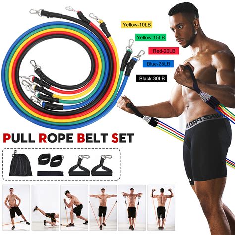 Power & Resistance Bands - 11 Pcs Fitness Resistance Bands Set Gym Workout Pull Rope Exercise ...