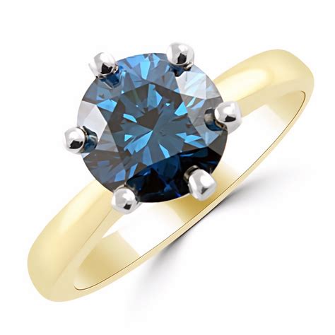 2 Carat Fancy Blue Diamond Solitaire Engagement Ring