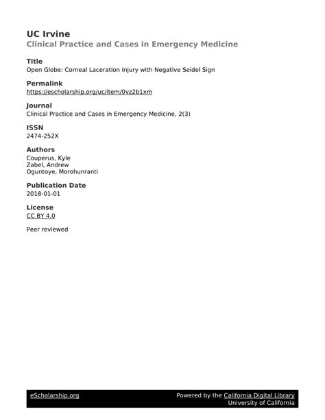 (PDF) Open Globe: Corneal Laceration Injury with Negative Seidel Sign