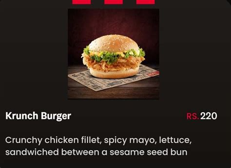 KFC Krunch burger calories? : r/caloriecount