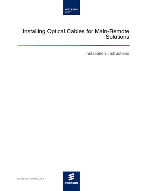 Installation Instructions For Optical Cables | PDF | Optics | Optical Fiber