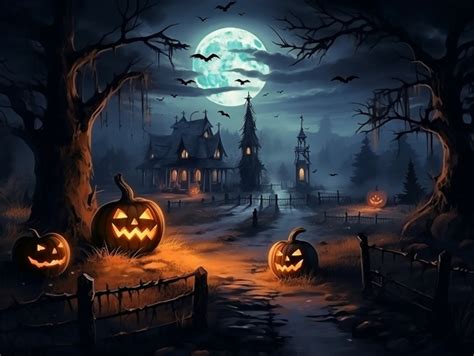 Halloween Landscape Illustration Free Stock Photo - Public Domain Pictures