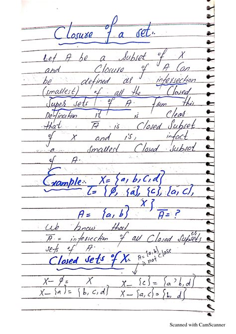 SOLUTION: Closure of the set with examples and important theorem in topology - Studypool