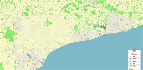 Eastbourne + Bexhill + Hastings UK PDF Vector Map: City Plan High ...